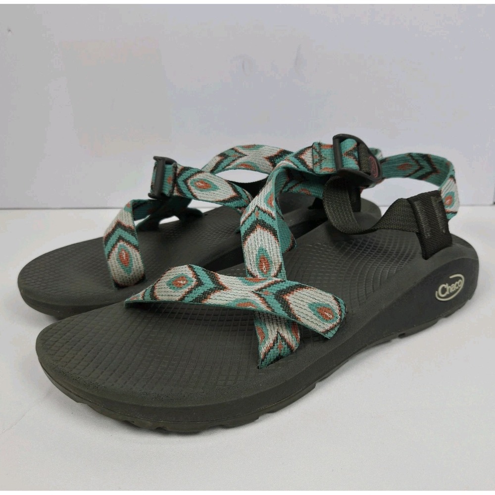 Chaco Sandals Womens Size 8 Classic Festival Teal Gray Orange Tribal
